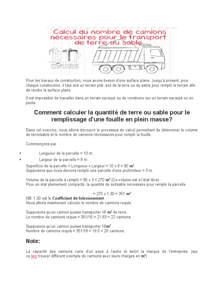Calcul du volume de terre pour terrassement PDF Maison et jardin — free download