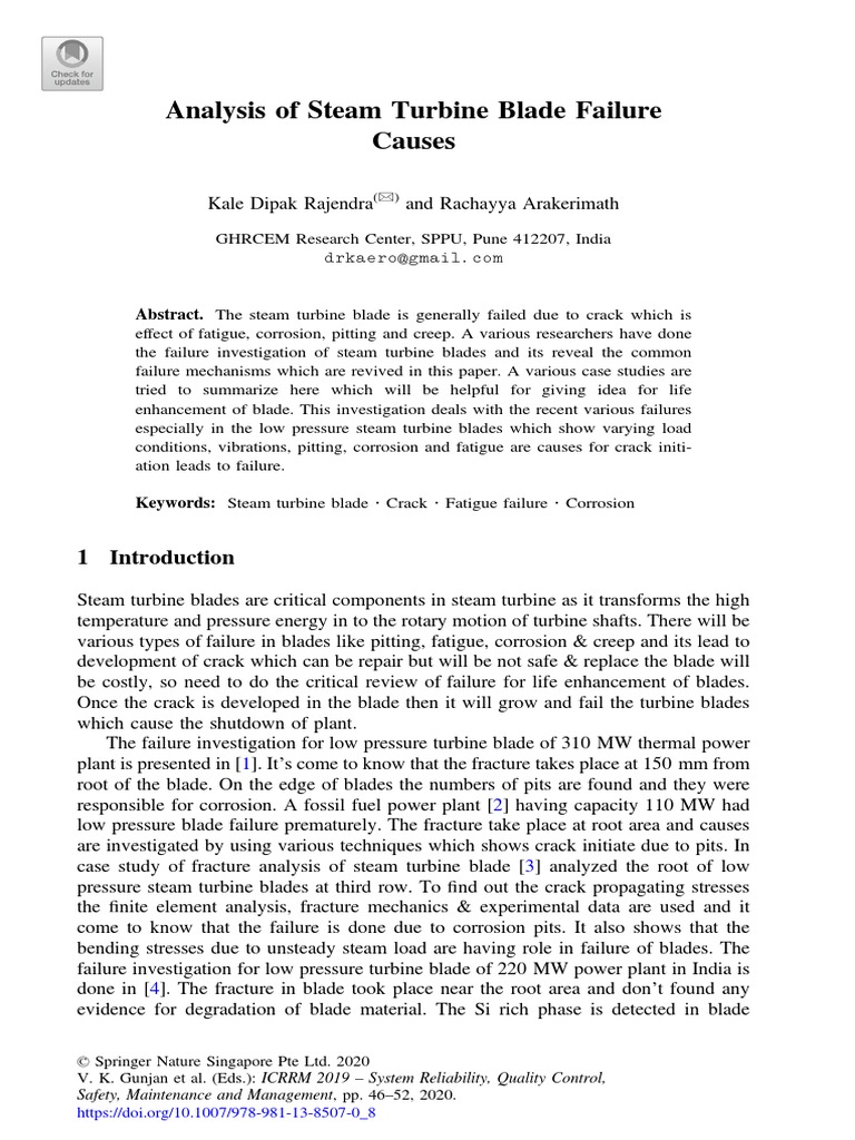 Analysis of Steam Turbine Blade Failure LOW PRESSURE TURBINE | PDF ...
