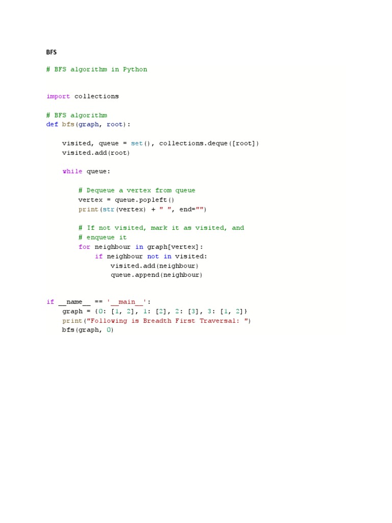 # BFS Algorithm in Python: Import | PDF | Queue (Abstract Data Type ...