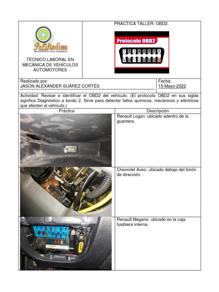Ubicación del Conector OBD2 en Vehículos | PDF
