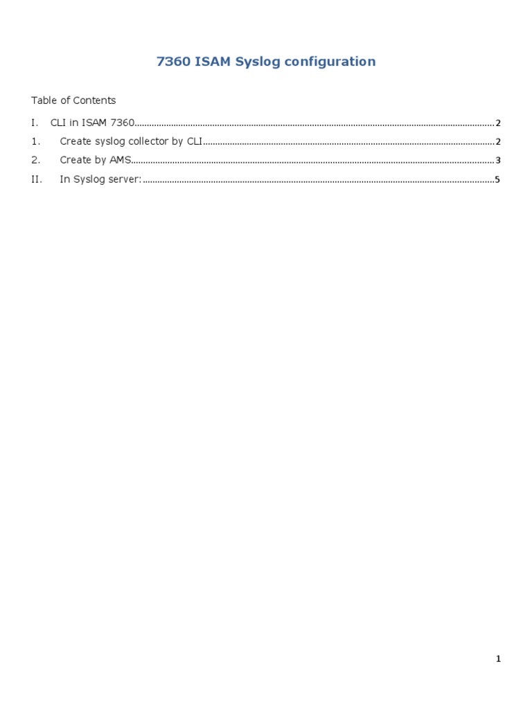 7360 ISAM Syslog Setup Guide | PDF