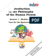 To The Philosophy of The Human Person: Quarter 1 - Module 4.2: Care For The Environment