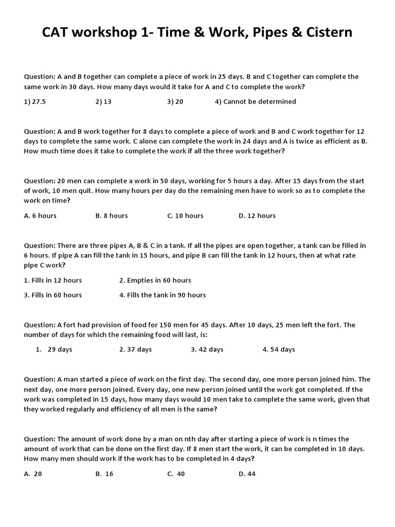 Workshop 1 Time Work Pipes Cistern Pdf