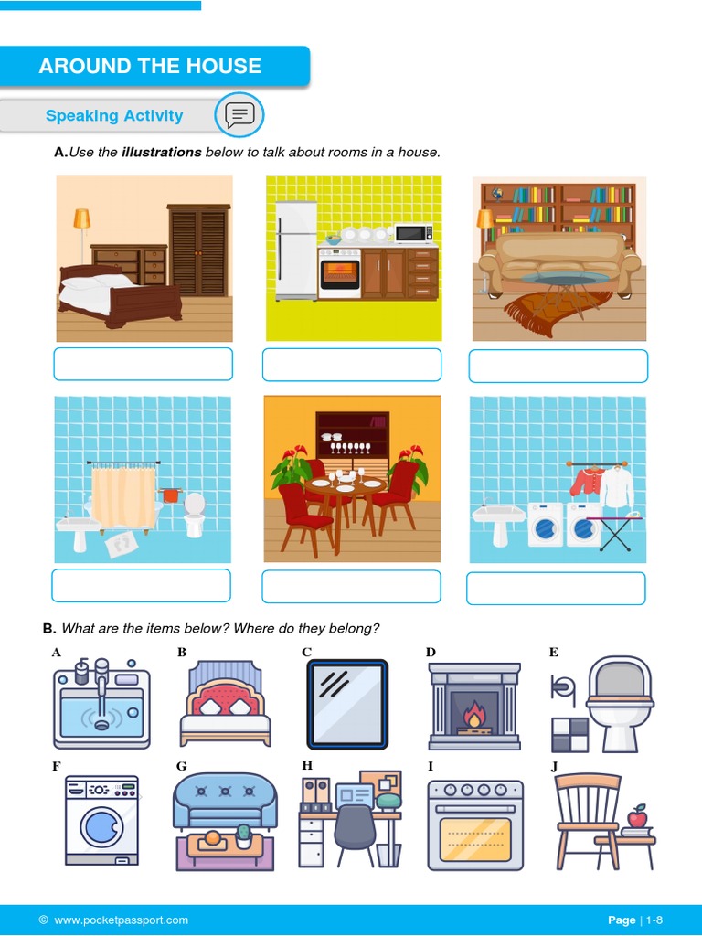 Around The House Speaking Activity PDF Home