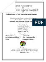 ON AT: A Summer Training Report Strategic Human Resources Management NALWA STEEL & Power LTD (Jindal Group), Raigarh