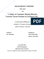 A Study on Consumer Buying Behavior for Toyota Fortuner in Lucknow City