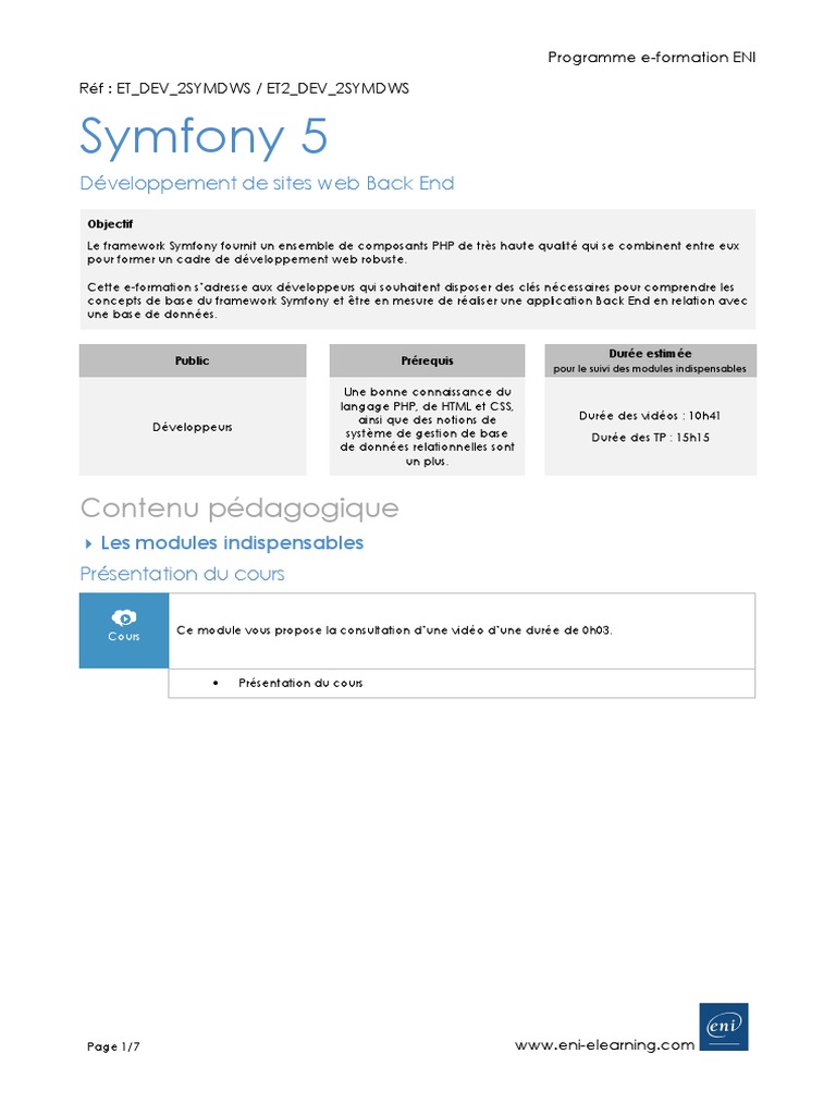 Formation Symfony 5 pour Développeurs | PDF | PHP | Internet