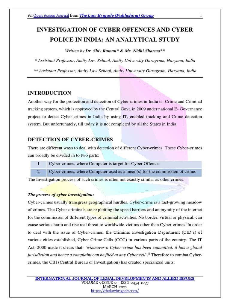 Cyber Crime Investigation in India | PDF | Cybercrime | Computer Forensics