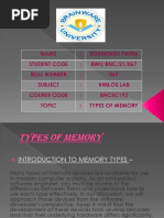 Name: Soumendu Patra Student Code: BWU/BNC/21/067 Roll Number: 067 Subject: Hw&Os Lab Course Code: BNCSC192 Topic: Types of Memory