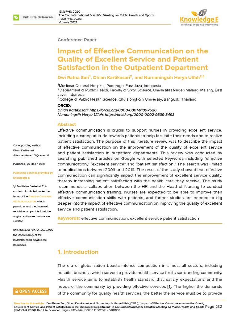 Effective Communication in Outpatient Care | PDF | Patient | Nursing