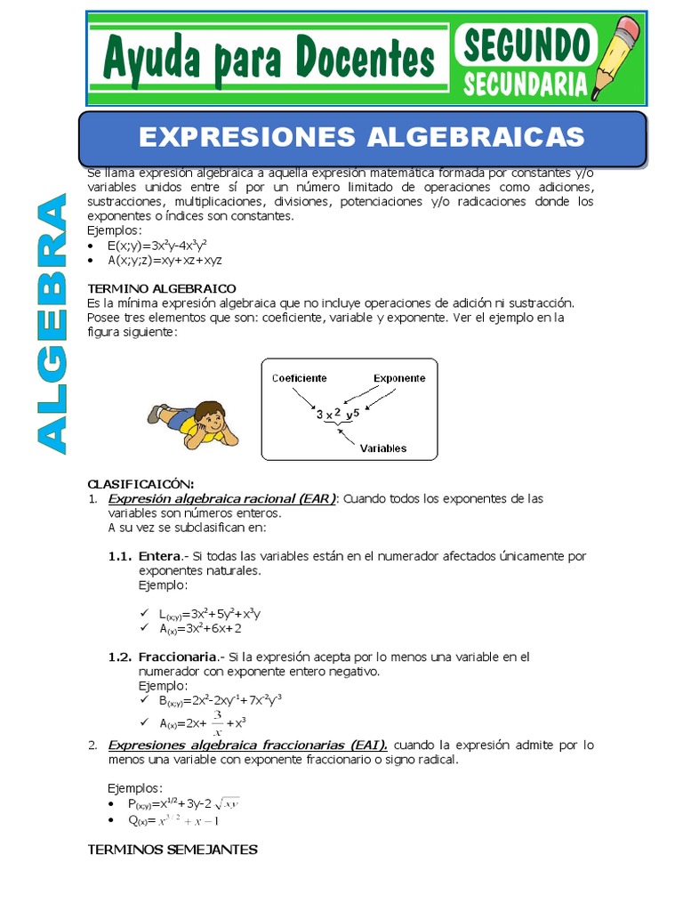 Ejercicios de Expresiones Algebraicas | PDF | Conceptos matemáticos ...