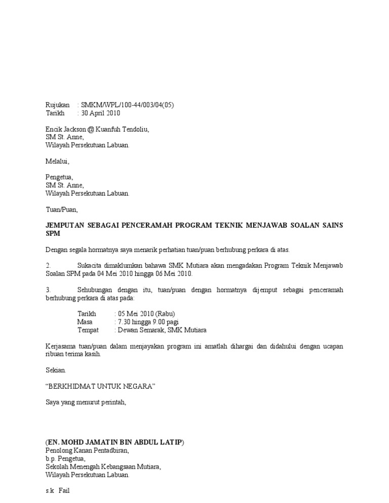 Surat Jemputan Penceramah