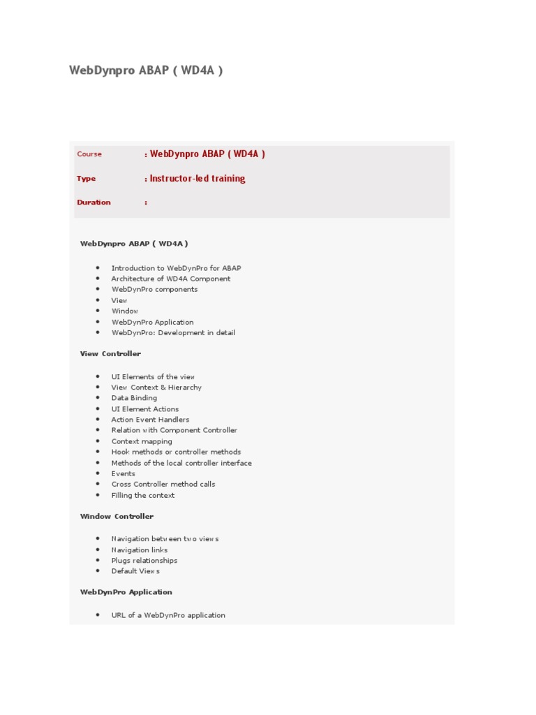 WebDynpro ABAP Training Overview | PDF | Computing Platforms | Computer ...