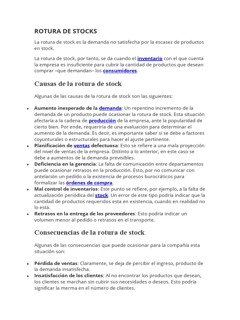 Rotura de Stocks PDF Logística Inventario