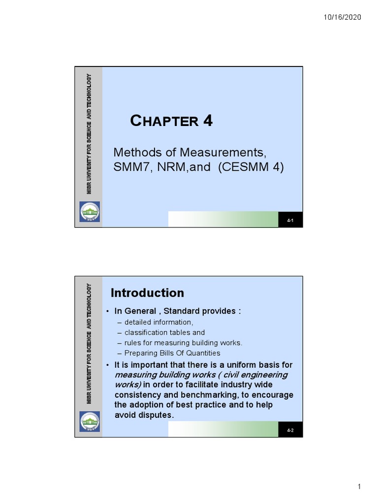 SMM7 and NRM2 Measurement Standards | PDF | Measurement | Concrete