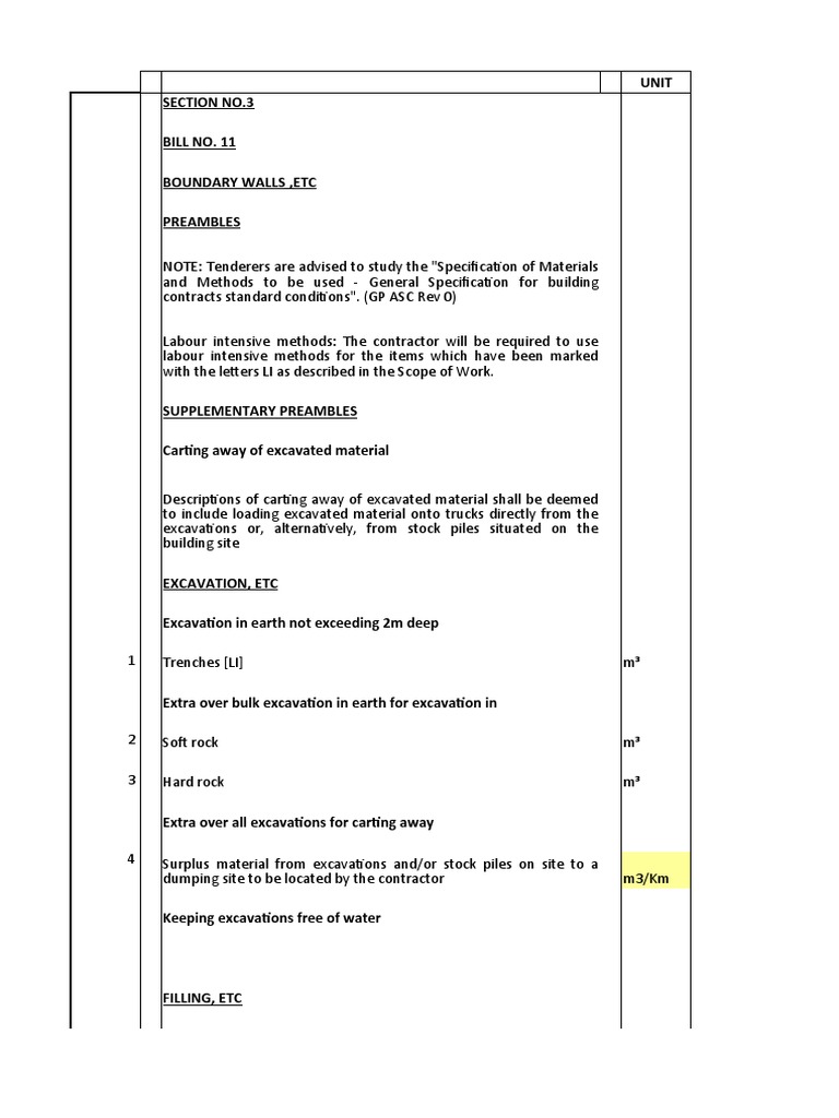 Sub Contractor BoQ (Boundary Walls) | PDF | Deep Foundation | Brick