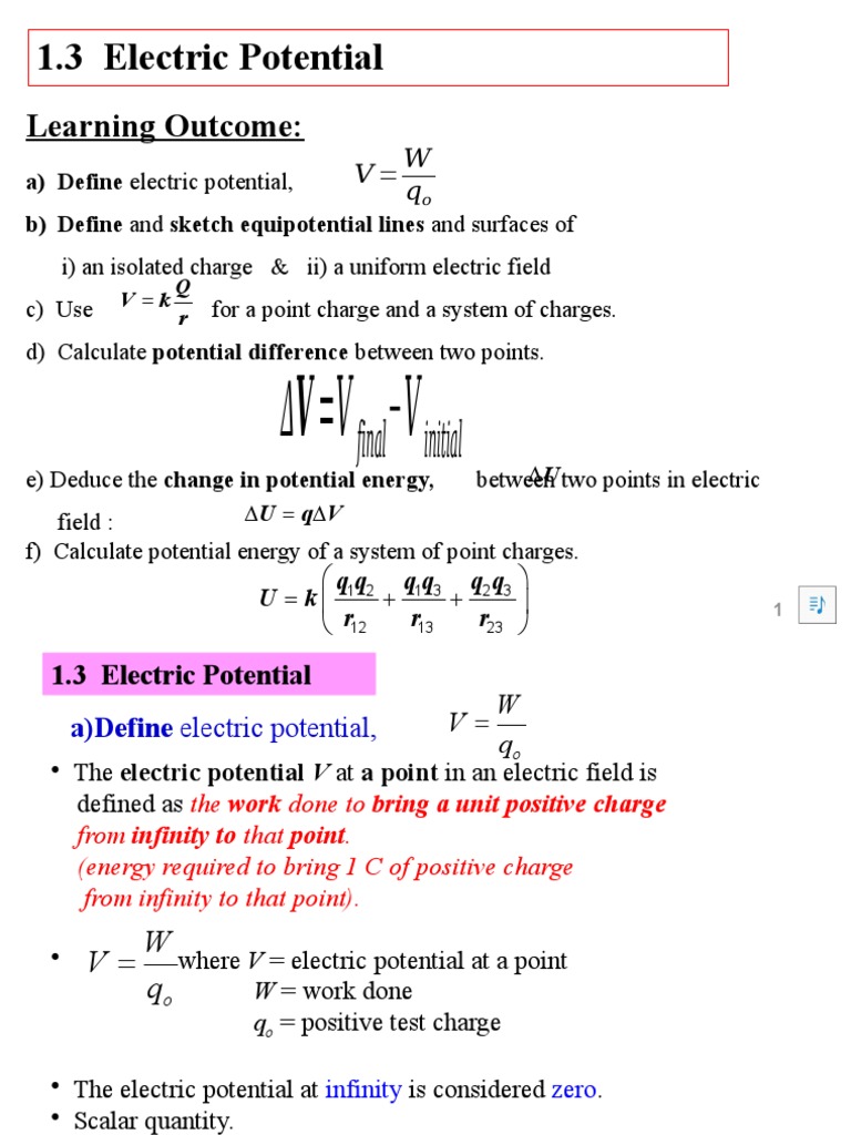 Chapter 1 Electrostatics PDF Potential Energy Physical Sciences