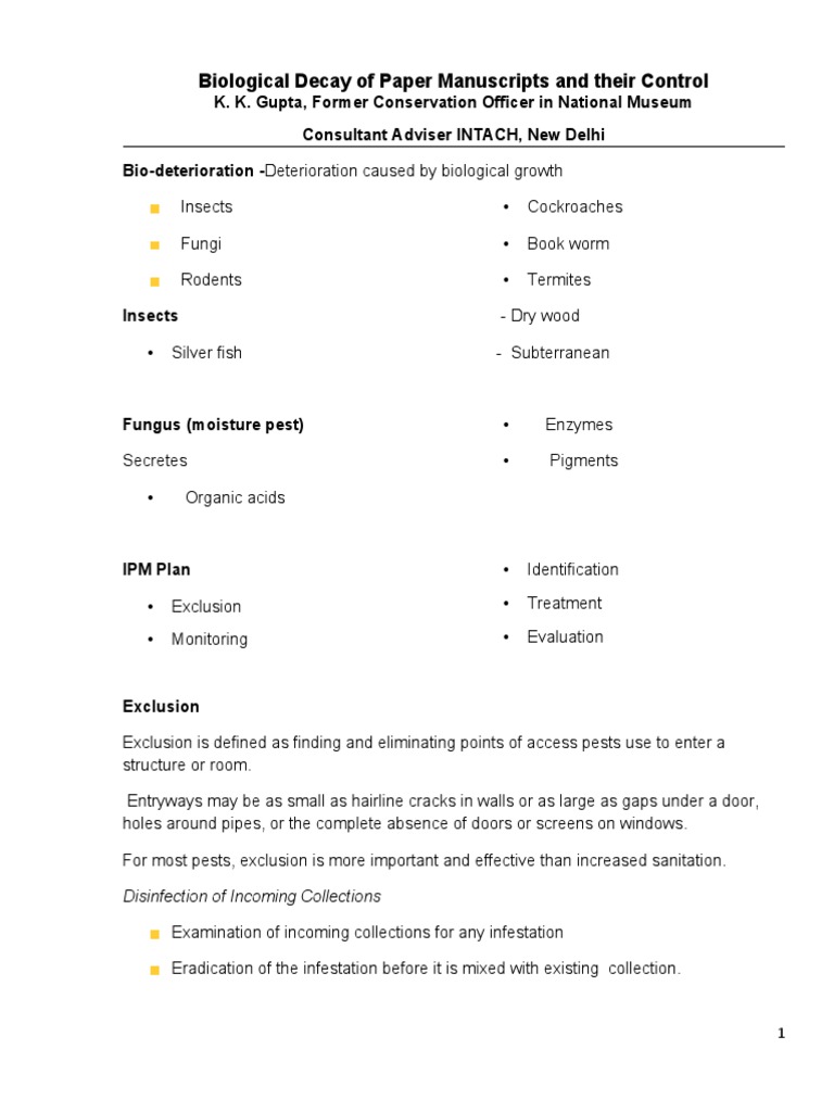 Control of Paper Biodeterioration | PDF | Pest (Organism) | Mold