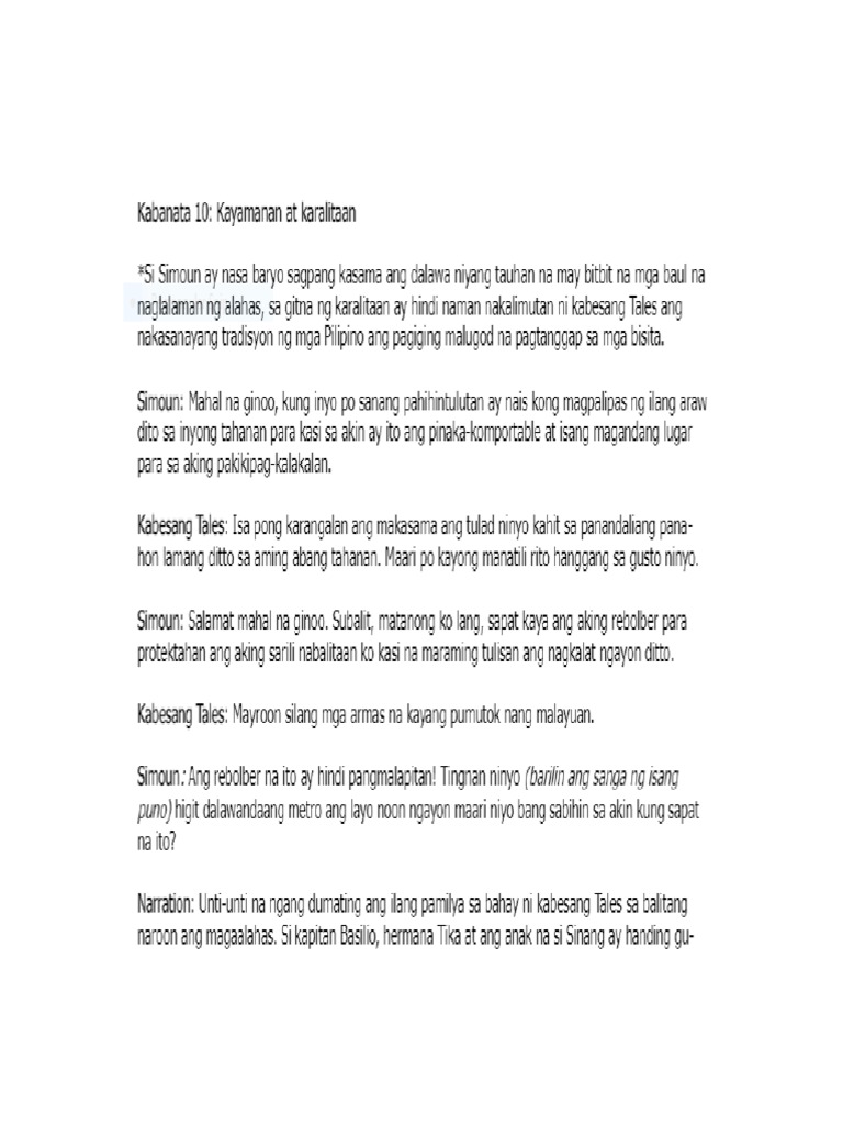 SCRIPT (Kabanata 10) | PDF