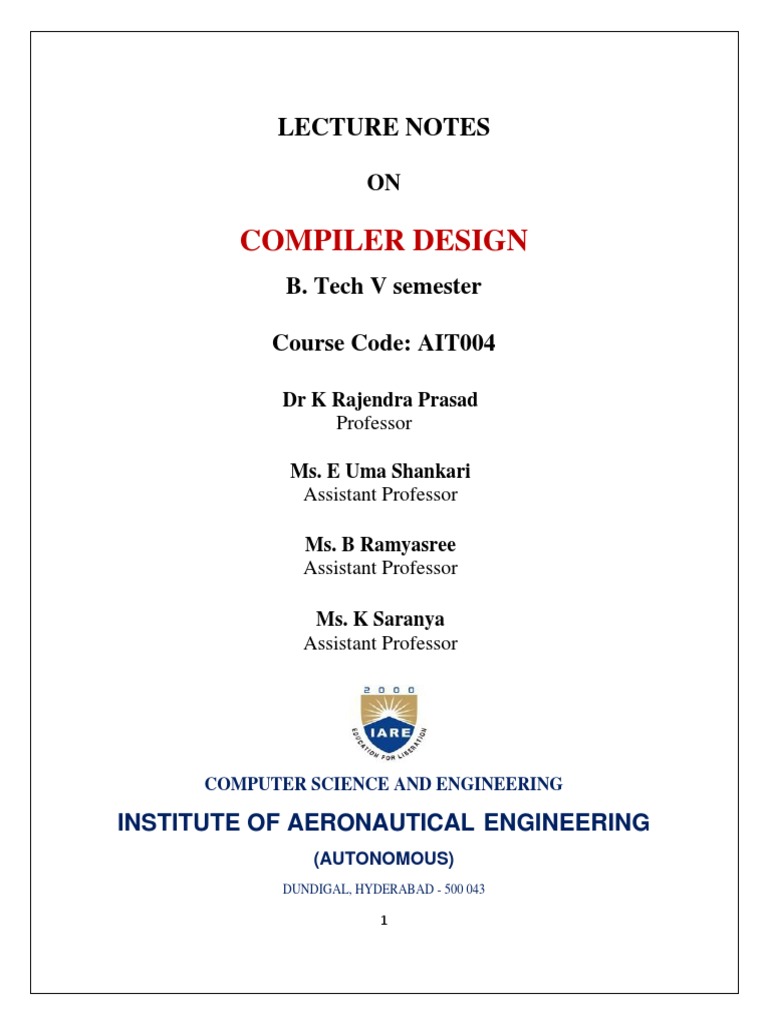 Compiler Design Short Notes | PDF | Parsing | Compiler