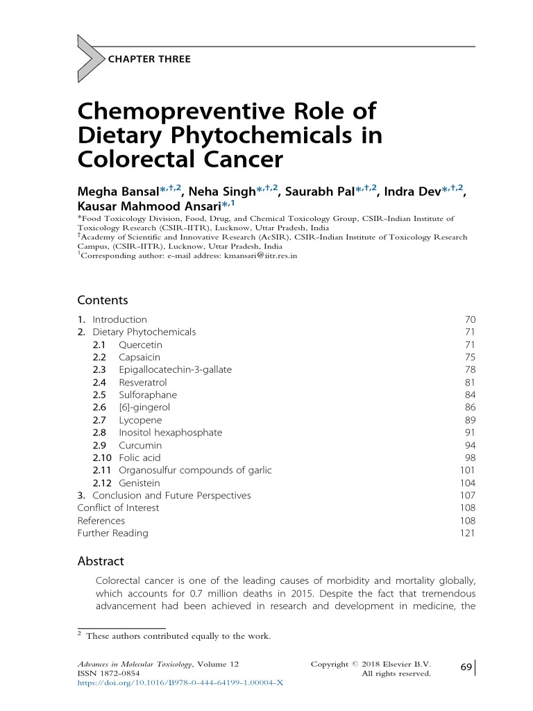 Chemopreventive Role of Dietary Phytochemicals in Colorectal Cancer