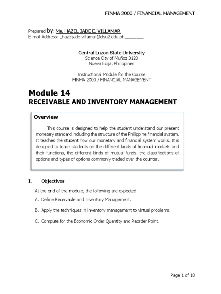Module 14 - Receivable and Inventory Management | PDF | Credit ...