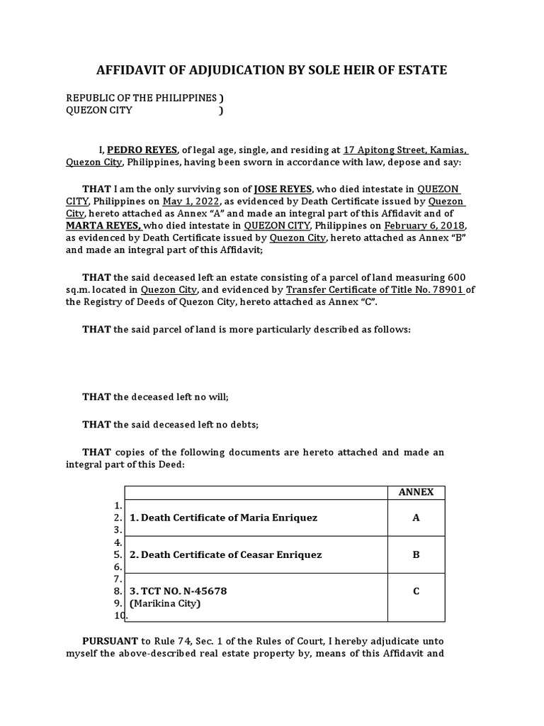 Affidavit of Self Adjudication PDF Legal Documents Document
