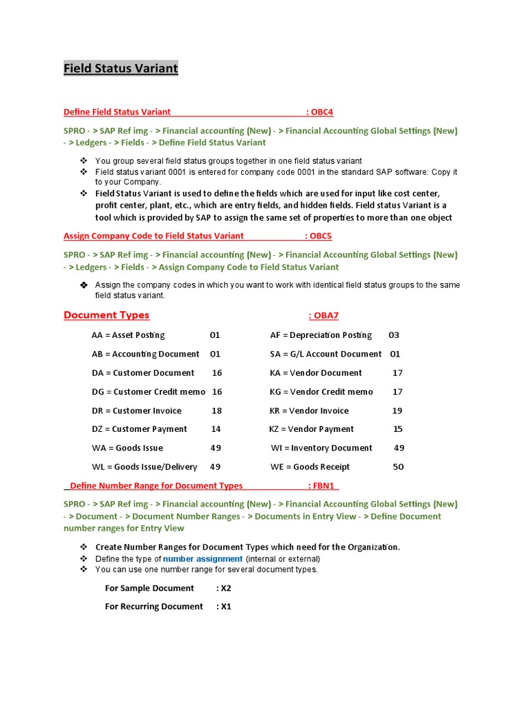 Understanding SAP Field Status Variants | PDF | Service Industries ...
