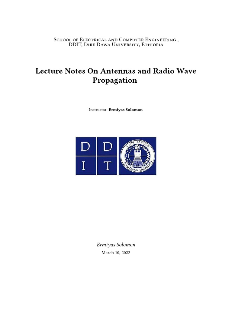 Lecture Notes On Antennas and Radio Wave Propagation PDF Antenna (Radio) Transmission Line