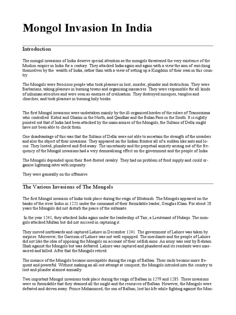Mongol Invasion | PDF | Mongol Empire
