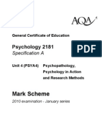 PSYA4 January 2010 Mark Scheme