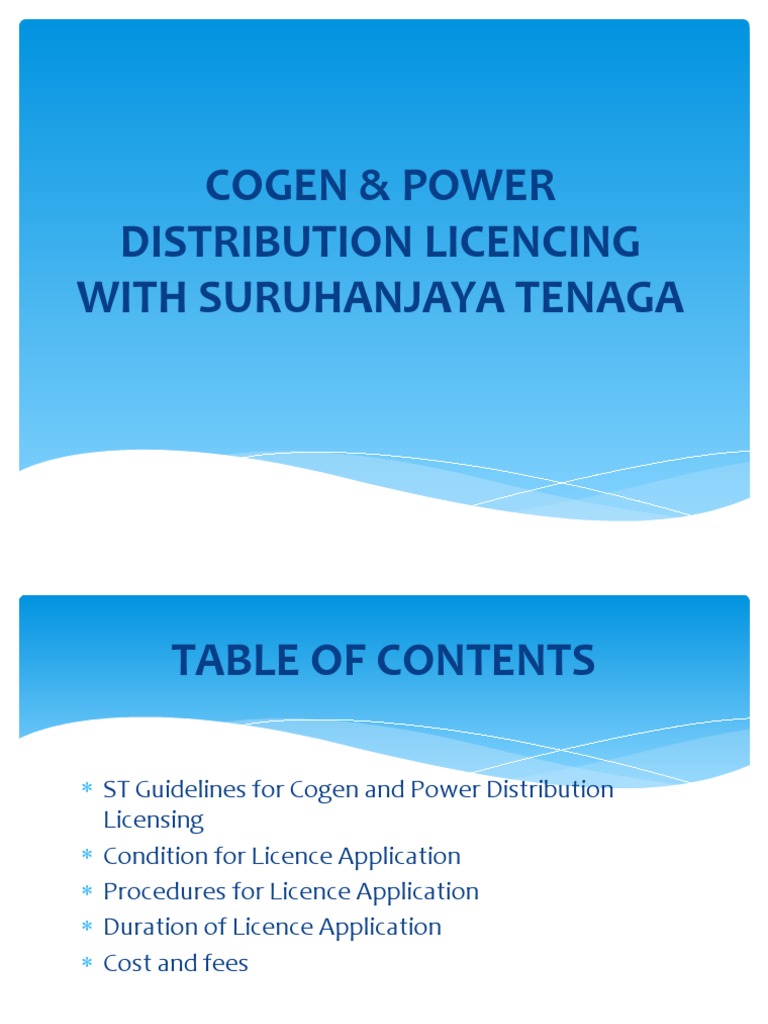 Cogen & Power Distribution Licensing Guide | PDF | License | Cogeneration