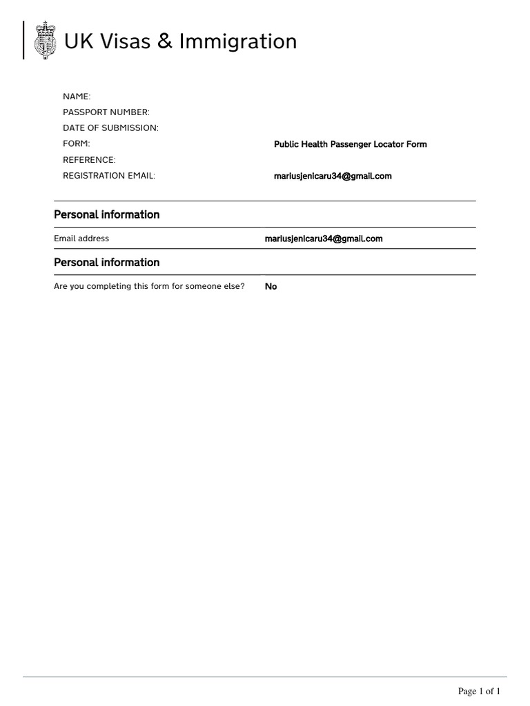 UK Visas & Immigration: Personal Information | PDF