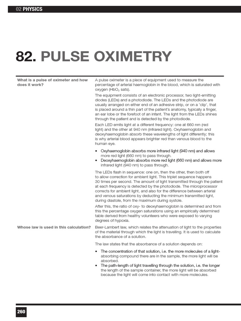 Pulse Oximetry PDF Absorbance Radiation