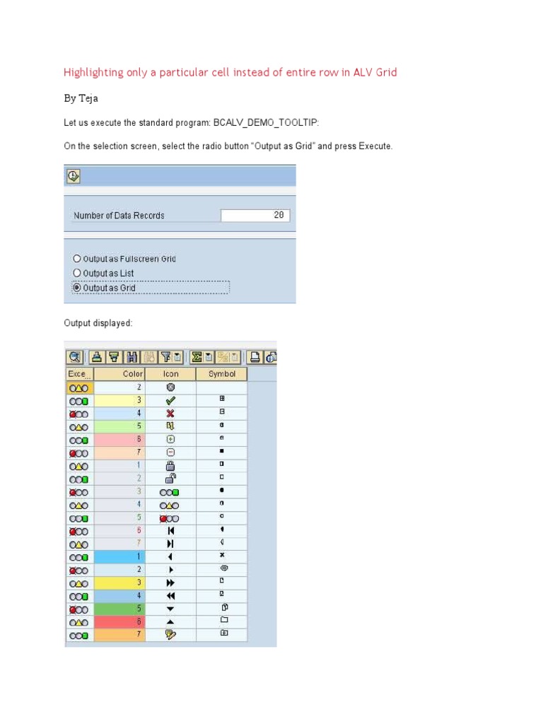 Highlighting Only A Particular Cell Instead of Entire Row in ALV Grid ...