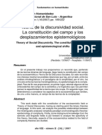 Teoría de La Discursividad Social. La Constitución Del Campo y Los Desplazamientos Epistemológicos