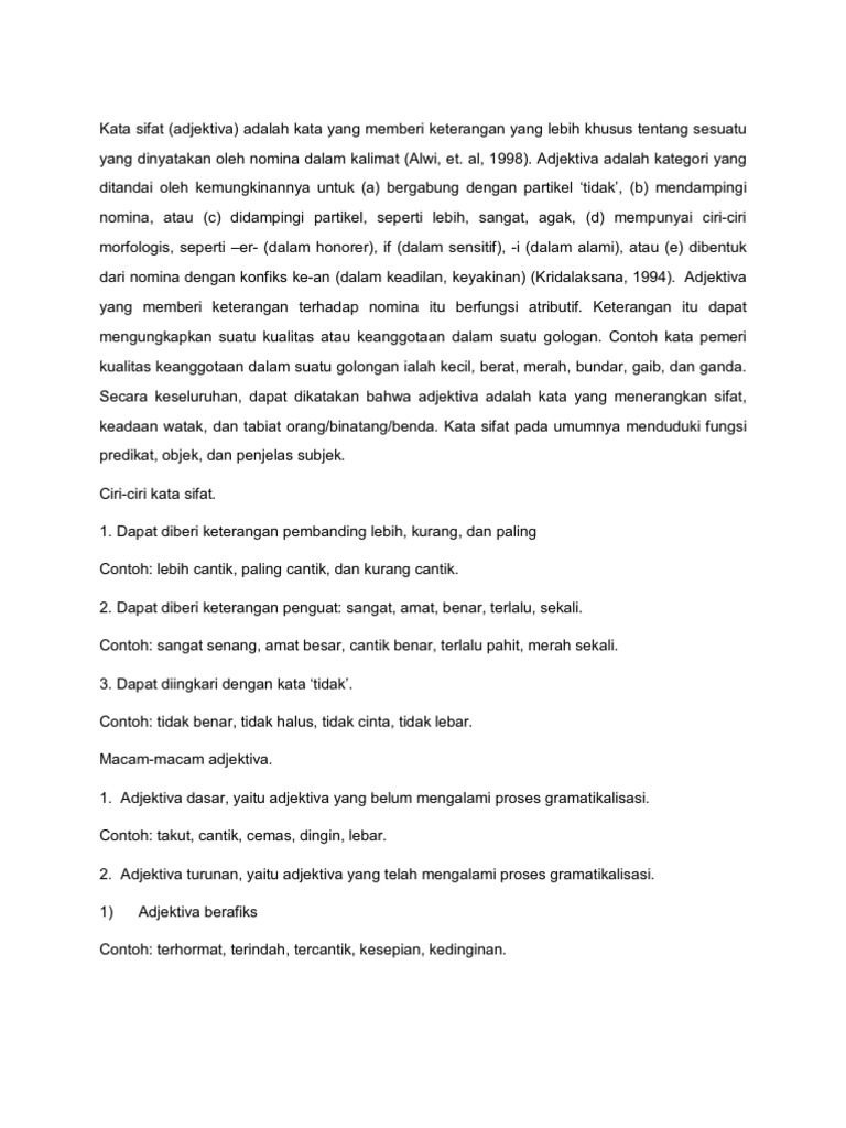 Kata Sifat Adjektiva