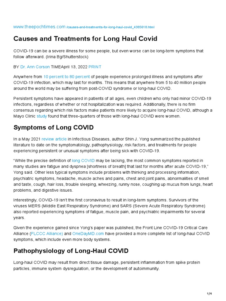 Long Haul COVID: Symptoms and Causes | PDF | Inflammation | Chronic ...