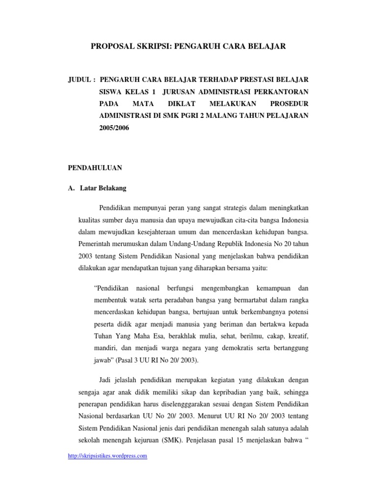 Contoh Proposal Skripsi(Ex Pos Facto)