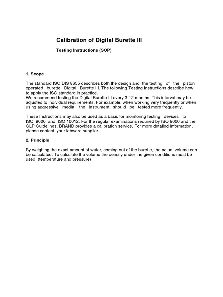Calibration of Digital Burette III PDF Calibration Thermometer