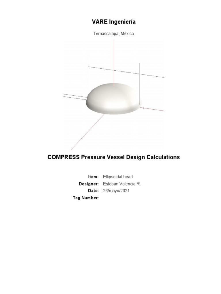 Ellipsoidal Head ASME Calculation PDF Corrosion Stress (Mechanics)