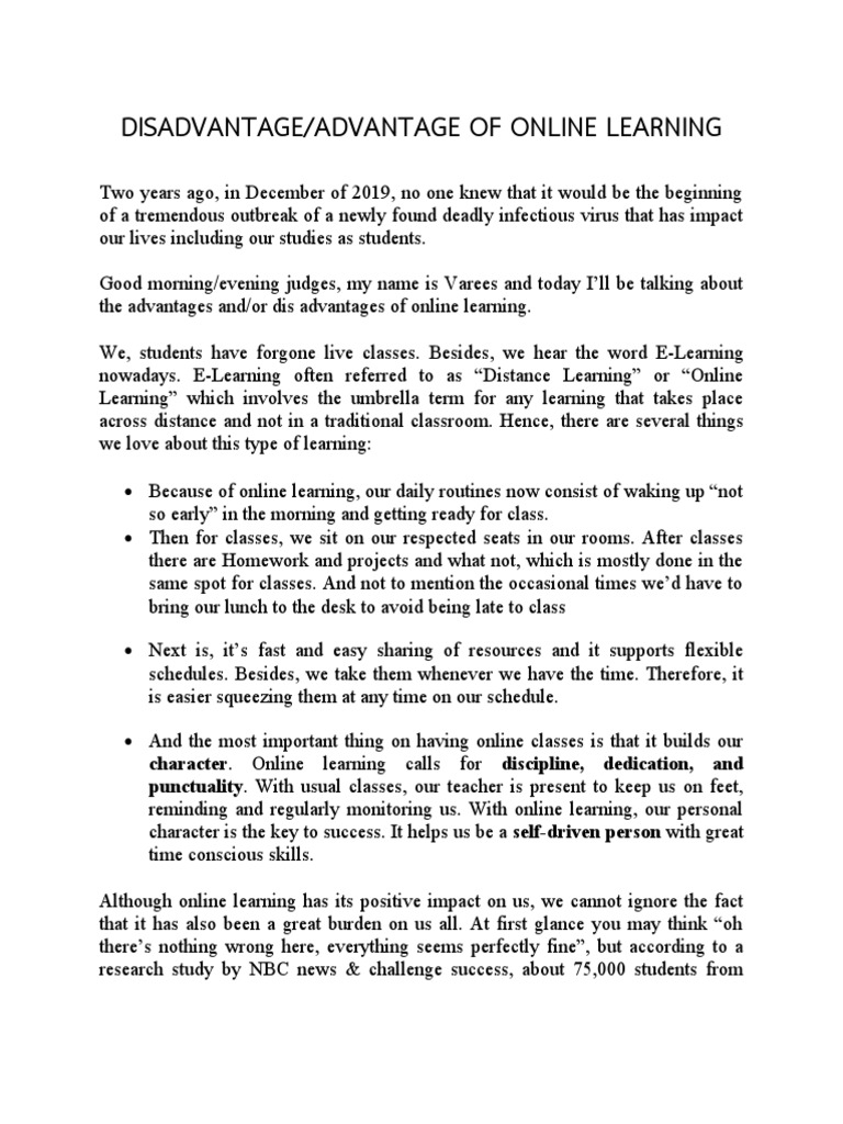 Advantages and Disadvantages of Online Learning | PDF | Educational ...