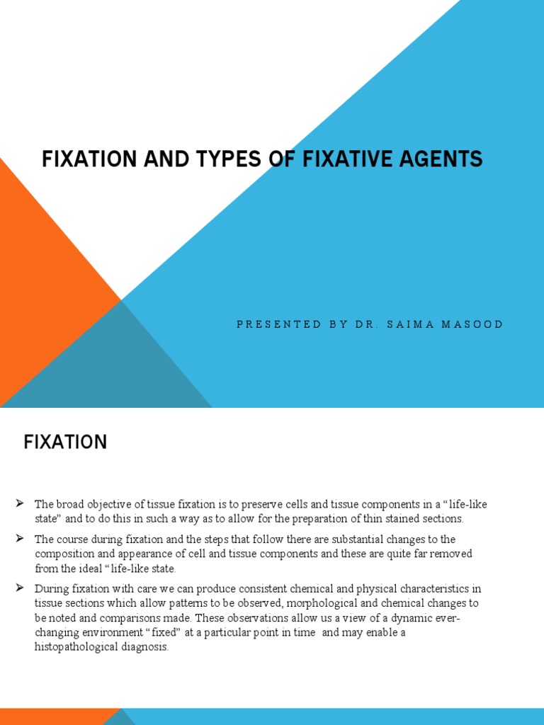 Fixation and Types of Fixative Agents PDF Fixation (Histology