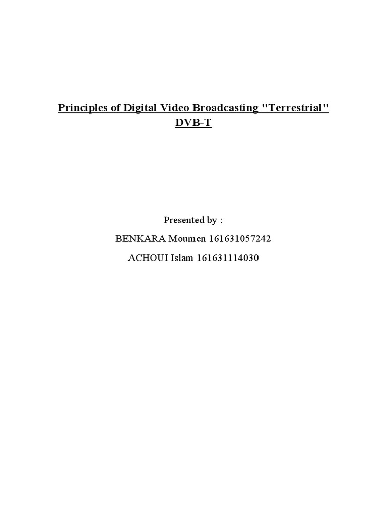Principles of Digital Video Broadcasting "Terrestrial" DVB-T | PDF ...