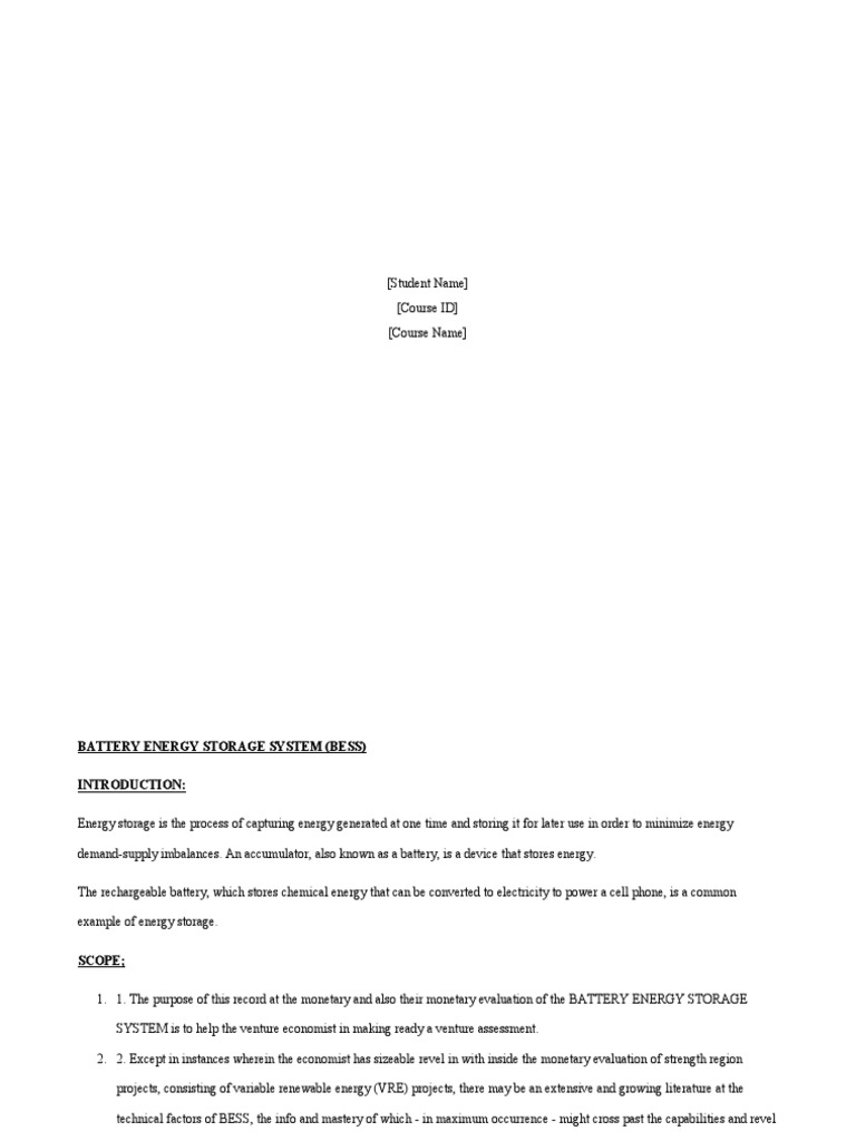 Battery Energy Storage System Overview | PDF | Lithium Ion Battery ...
