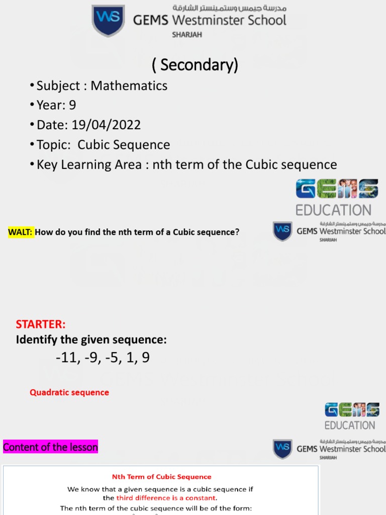 Cubic Sequence | PDF | Behavior Modification | Cognition