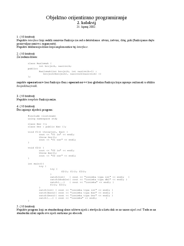 OOP C++ Zadaci 9 PDF
