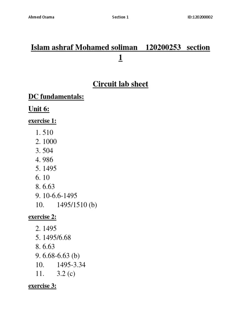 Circuit Lab Sheet | PDF