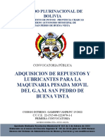 Adquisicion de Repuestos Y Lubricantes para La Maquinaria Pesada Movil Del G.A.M. San Pedro de Buena Vista