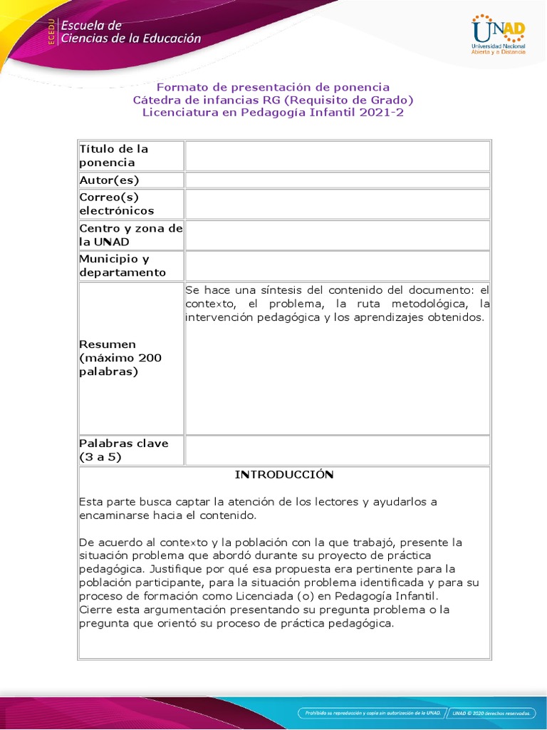 Anexo 2 - Formato de Ponencia | Descargar gratis PDF | Pedagogía | Diseño